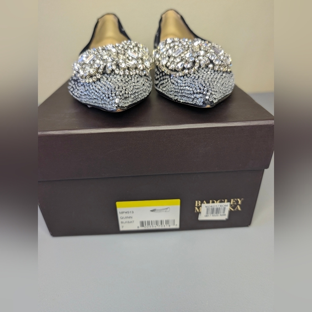 Badgley Mischa Black Quinn Embellished Pointed Toe Women's Evening Flats Size 7 - Picture 2 of 9